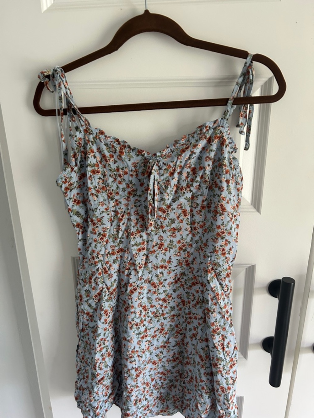 Anthro Dress‎ Forum Light Blue Floral Tie-Shoulder mini Sundress medium